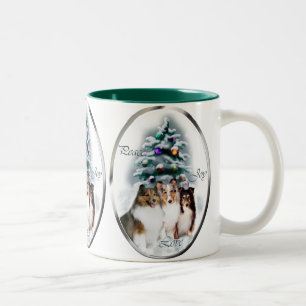Tasse 2 Couleurs Cadeaux de Noël de chien de berger de Shetland