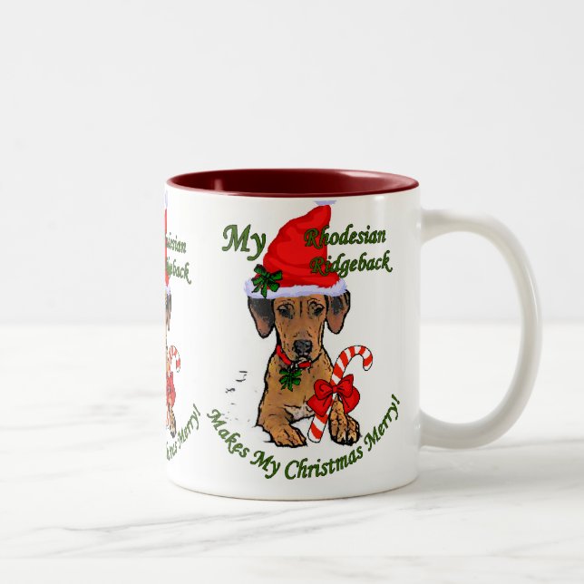 Tasse 2 Couleurs Cadeaux de Noël de Rhodesian Ridgeback (Droit)