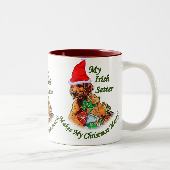 Tasse 2 Couleurs Cadeaux de Noël de Setter irlandais (Droit)