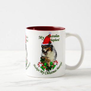 Tasse 2 Couleurs Cadeaux de Noël du berger australien