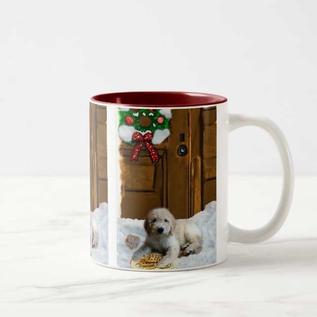Tasse 2 Couleurs Cadeaux de Noël Goldendoodle (Droit)