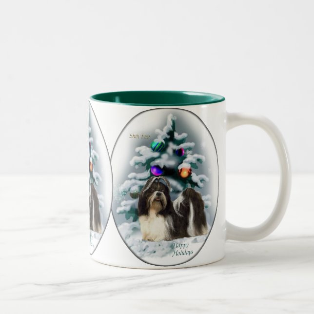Tasse 2 Couleurs Cadeaux de Noël Shih Tzu (Droit)