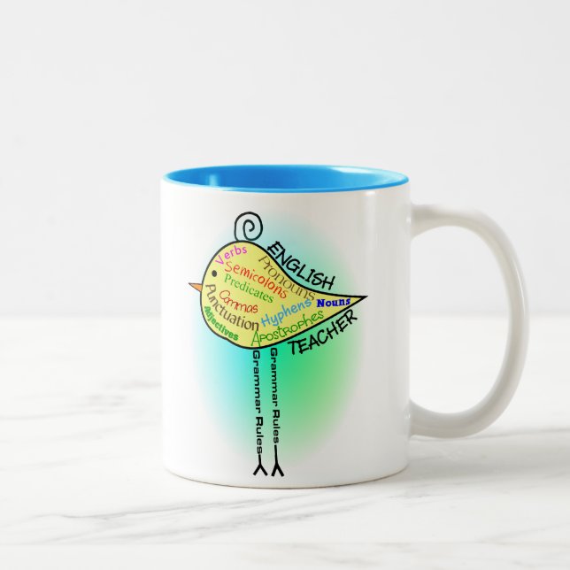 Tasse 2 Couleurs Cadeaux de "oiseau de grammaire" de professeur (Droit)