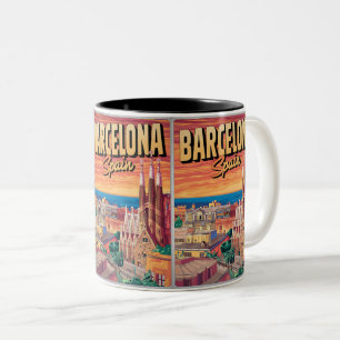 Tasse 2 Couleurs Cadeaux de voyage vintage barcelone sagrada famili
