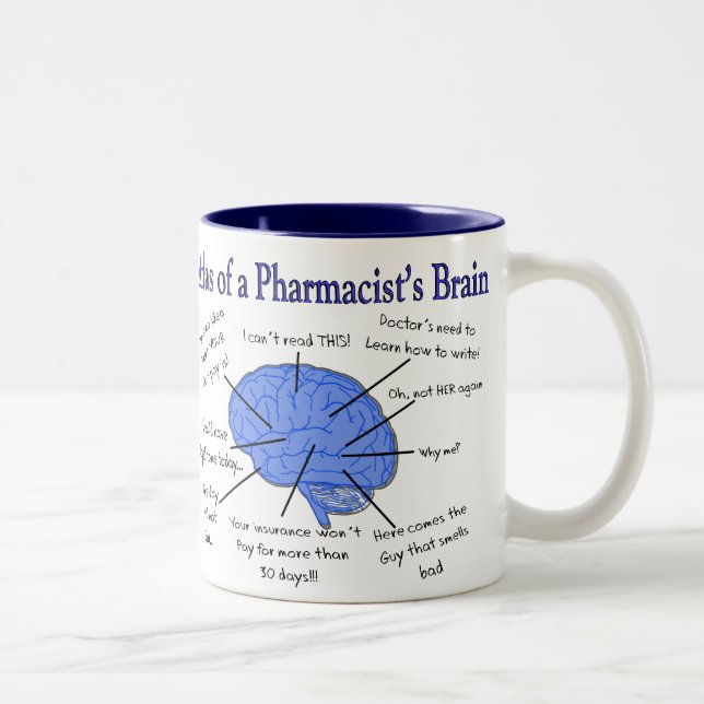 Tasse 2 Couleurs Cadeaux du cerveau du pharmacien drôle (Droit)