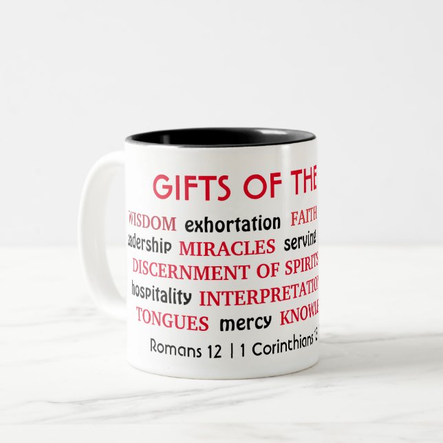 Tasse 2 Couleurs CADEAUX SAINTS D'ESPRIT | Inspirationnel | Christi (Devant gauche)