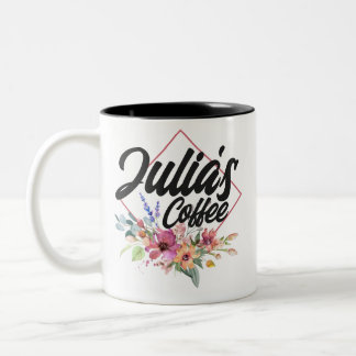Tasse 2 Couleurs Cadre fleuri fleurit nom costumisable