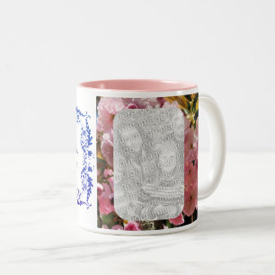 Tasse 2 Couleurs Cadre photo Fleur Rose Personnalisé