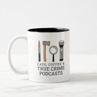 TASSE 2 COULEURS CAFÉ, CAFÉ ET PODCASTES DE CRIME VRAI OUTIL DE CRI