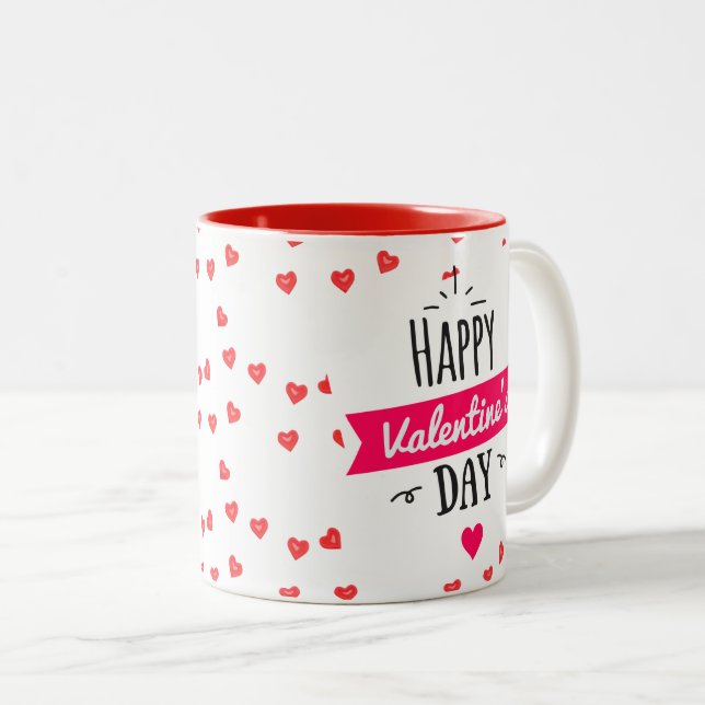 Tasse 2 Couleurs Café Coeurs de vacances Heureuses Saintes-Valentin (Devant droit)