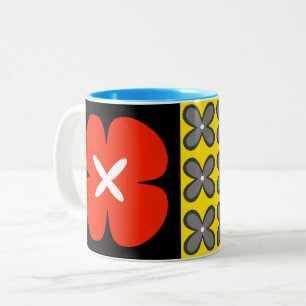 Tasse 2 Couleurs CaféOlé floral graphique audacieux coloré 11oz.