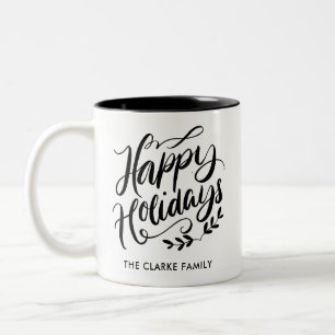 Tasse 2 Couleurs Calligraphie noir et blanc Joyeuses fêtes
