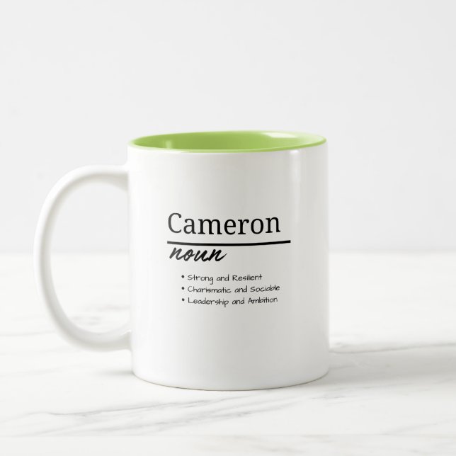 Tasse 2 Couleurs Cameron, Petit Nom Personnalisé Définition (Gauche)