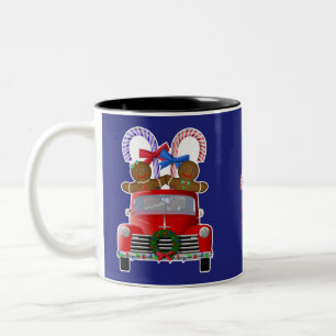 Tasse 2 Couleurs Camionnette rouge avec pain d'épices et cannes de