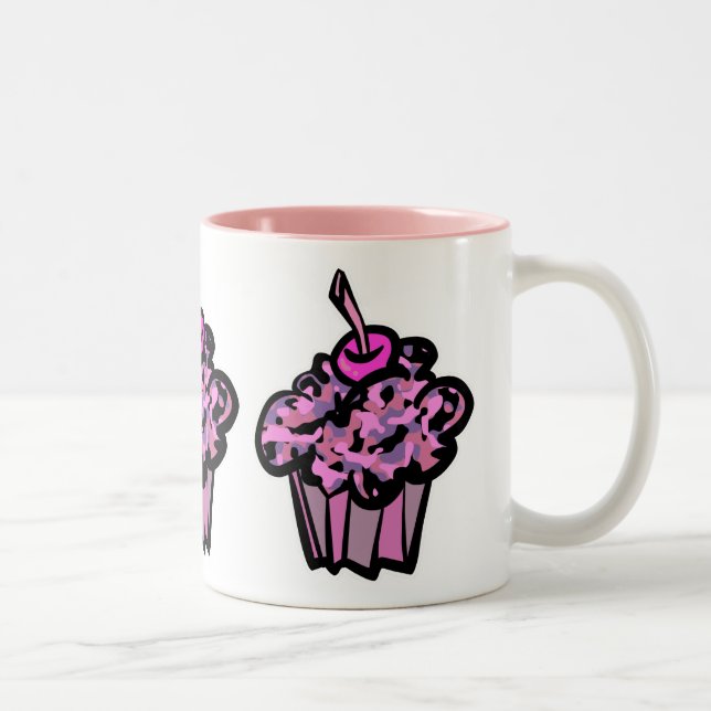 Tasse 2 Couleurs camouflage rose et violet cupcake (Droit)