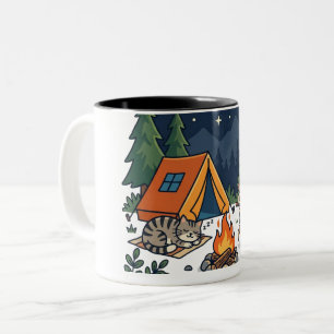Tasse 2 Couleurs Camping Chat & Chien Cadeau Ciel de Nuit de Camp d