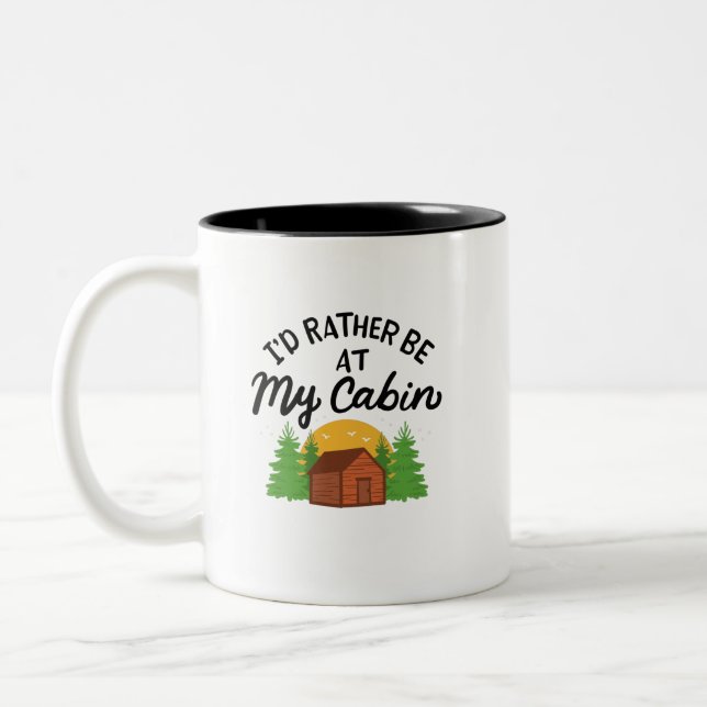 Tasse 2 Couleurs Camping - I'd Rather Be At My Cabin (Gauche)