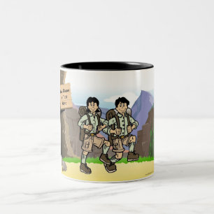 Tasse 2 Couleurs Camping personnalisé, Randonnée - Dessin féminin