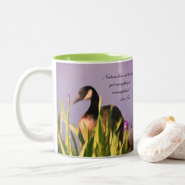 Tasse 2 Couleurs Canada Goose Nature Citation inspirante (Avec donut)