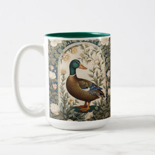 Tasse 2 Couleurs Canard colvert élégant inspiré de William Morris