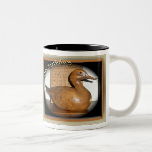 Tasse 2 Couleurs Canard en bois Boug d'anniversaire