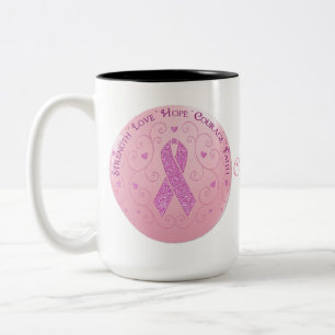 Tasse 2 Couleurs Cancer du sein Musique à ruban rose