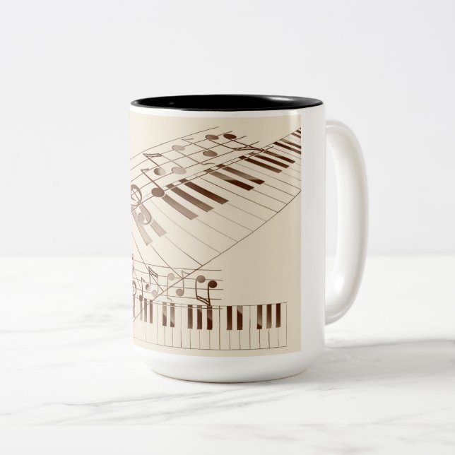 Tasse 2 Couleurs Canette à café pour piano (Devant droit)
