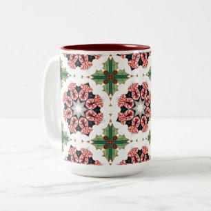 Tasse 2 Couleurs Canne de Noël festive