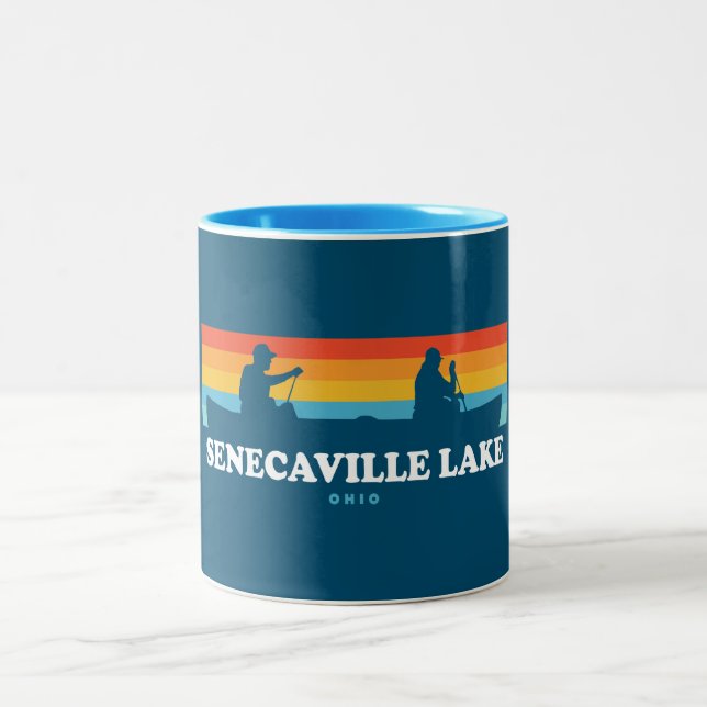 Tasse 2 Couleurs Canot du lac Senecaville Ohio (Centre)