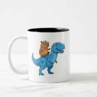 Capybara Mignon Drôle à Cheval sur un Dinosaure T