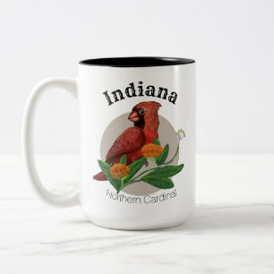 Tasse 2 Couleurs Cardinaux du Nord de l'Indiana avec des Plantes au