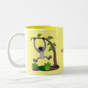 Tasse 2 Couleurs Caricature de bande de gibbon joyeux