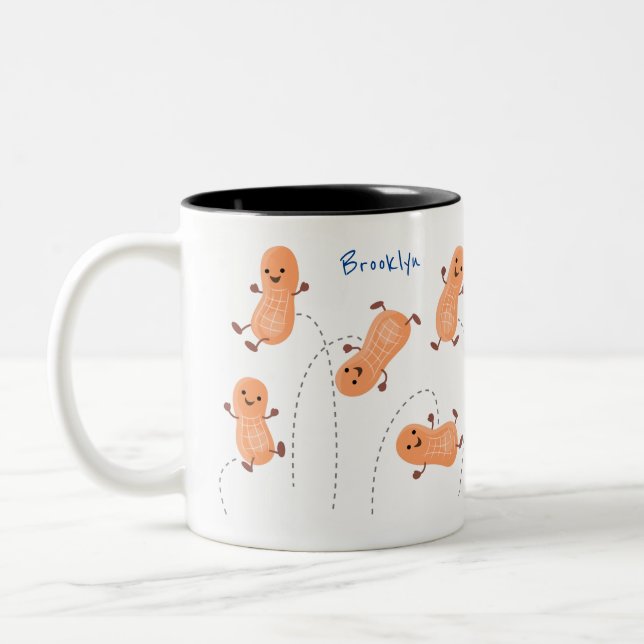 Tasse 2 Couleurs Caricature de cacahuètes joyeux sautillant (Gauche)