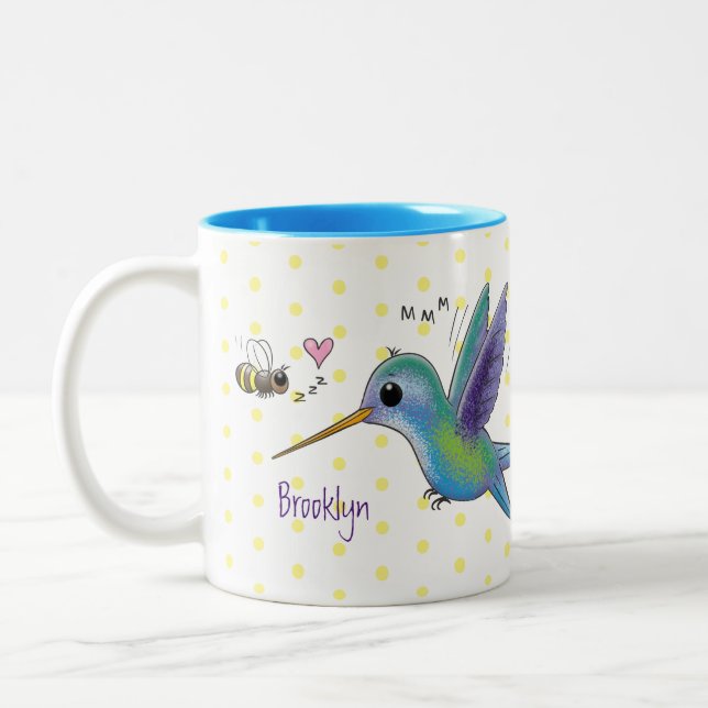 Tasse 2 Couleurs Caricature de colibri d'abeille mignonne (Gauche)