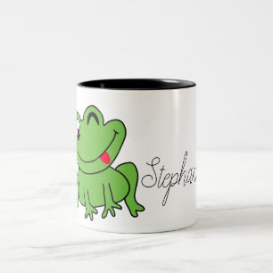 Tasse 2 Couleurs Caricature de la grenouille verte personnalisée
