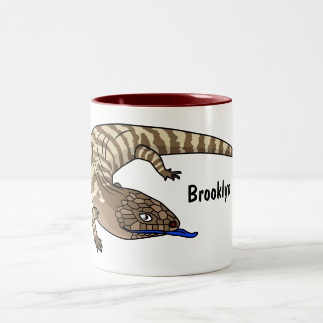 Tasse 2 Couleurs Caricature de lézard rouge (Centre)