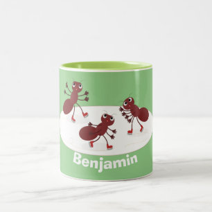 Tasse 2 Couleurs Caricature de patinage sur glace de Happy red four
