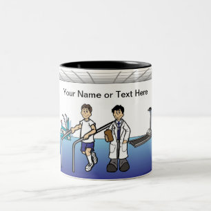 Tasse 2 Couleurs Caricature de physiothérapeute personnalisée