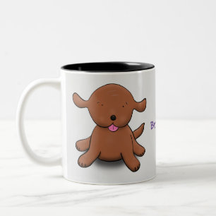 Tasse 2 Couleurs Caricature pour chien de chiot joyeux