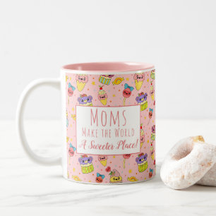 Tasse 2 Couleurs Caricature rose pâle de Kawaii, cuisine sucrée Fêt