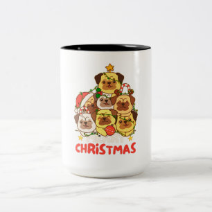 Tasse 2 Couleurs Carlin Noël Arbre Joyeux Noël