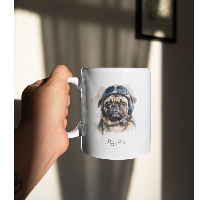 Tasse 2 Couleurs Carlin Pet Pilot personnalisable (Créateur téléchargé)