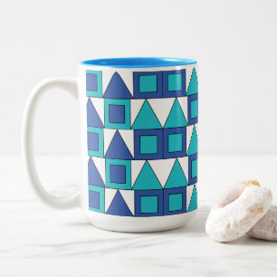 Tasse 2 Couleurs Carré géométrique bleu sarcelle Triangle