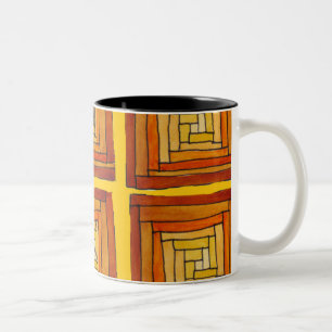 Tasse 2 Couleurs carré rétro art déco marron motif