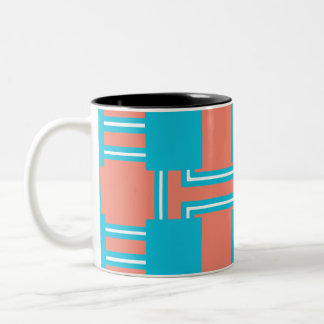 Tasse 2 Couleurs Carré turquoise et orange