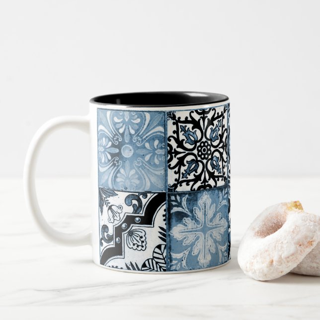 Tasse 2 Couleurs Carrelage océanique (Avec donut)