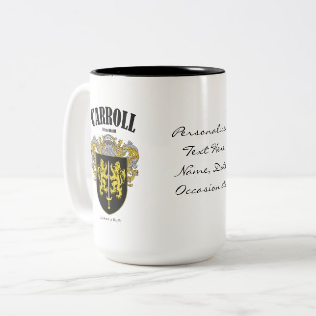Tasse 2 Couleurs Carroll Famille Crest, Traduction & Signification (Devant gauche)