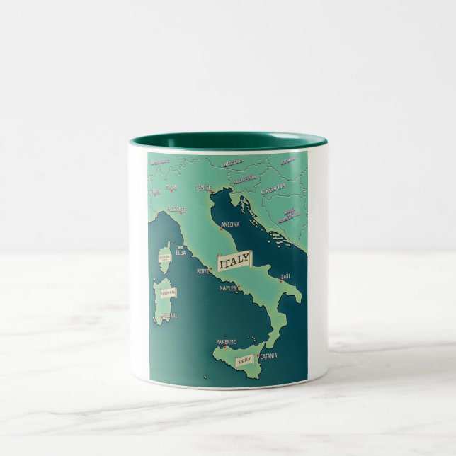 Tasse 2 Couleurs Carte Classique De L'Italie (Centre)