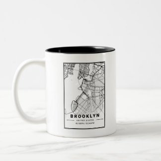 Tasse 2 Couleurs Carte de la ville lumineuse de Brooklyn