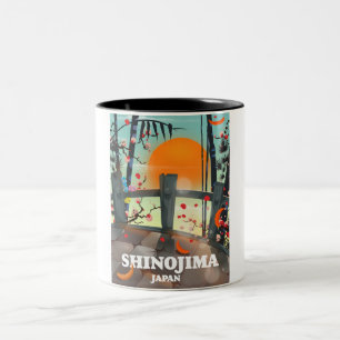 Tasse 2 Couleurs Carte de l'affiche de voyage de Shinojima
